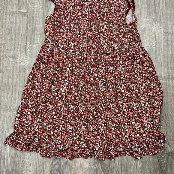 Wild Fable Women's Brown Floral Flutter Short Sleeve Trapeze Dress - Med - NWT - Picture 6 of 10